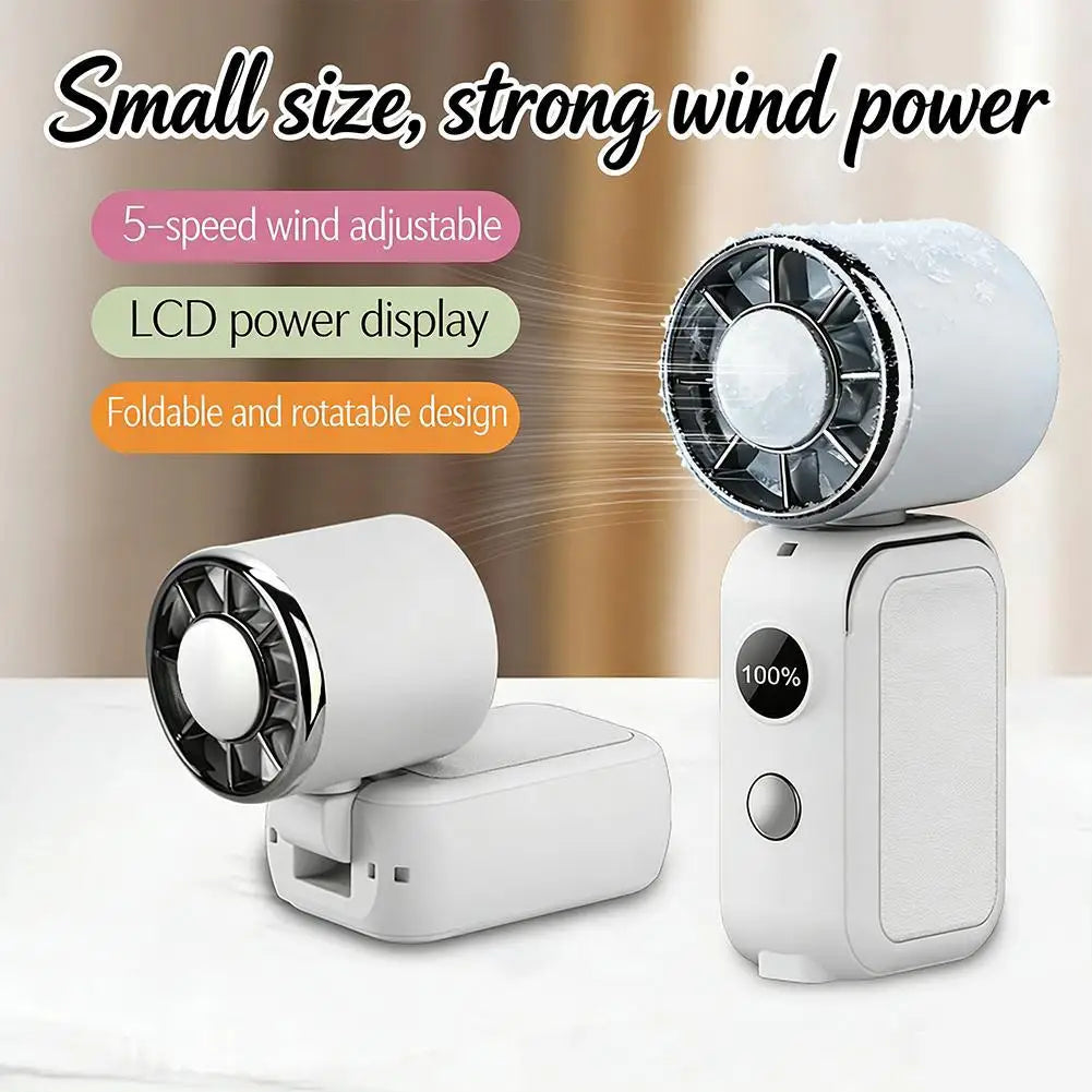 Portable Handheld Mini Fan Foldable Cooling Fans 5 Speed USB Rechargeable Fan with Phone Stand And Digital Display Screen