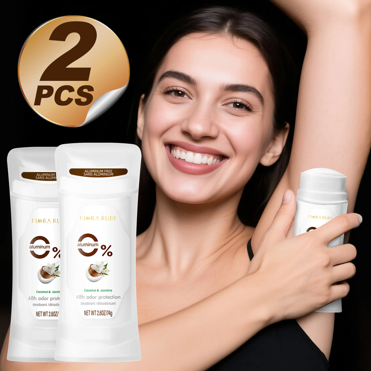 2PCS/Set Body Odor Remover，Deodorant stick，Aluminum Free，48H Natural Flower Scent Deodorize, Long Lasting and Refreshing Dryness