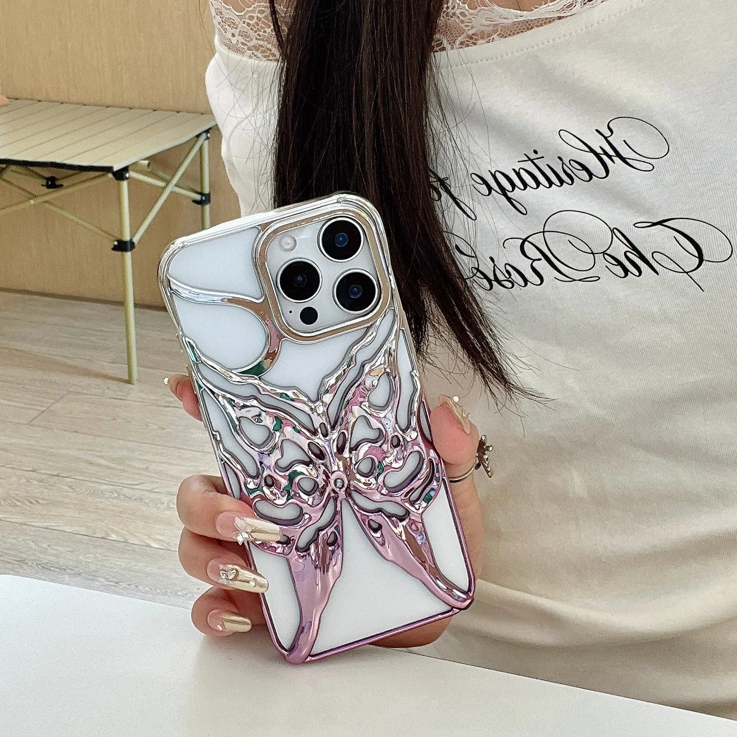 Plating Butterfly Hollow Out Gradient Color Soft Phone Case for iPhone 11 12 13 14 15 16 Pro Max Heat Dissipation Cooling Cover