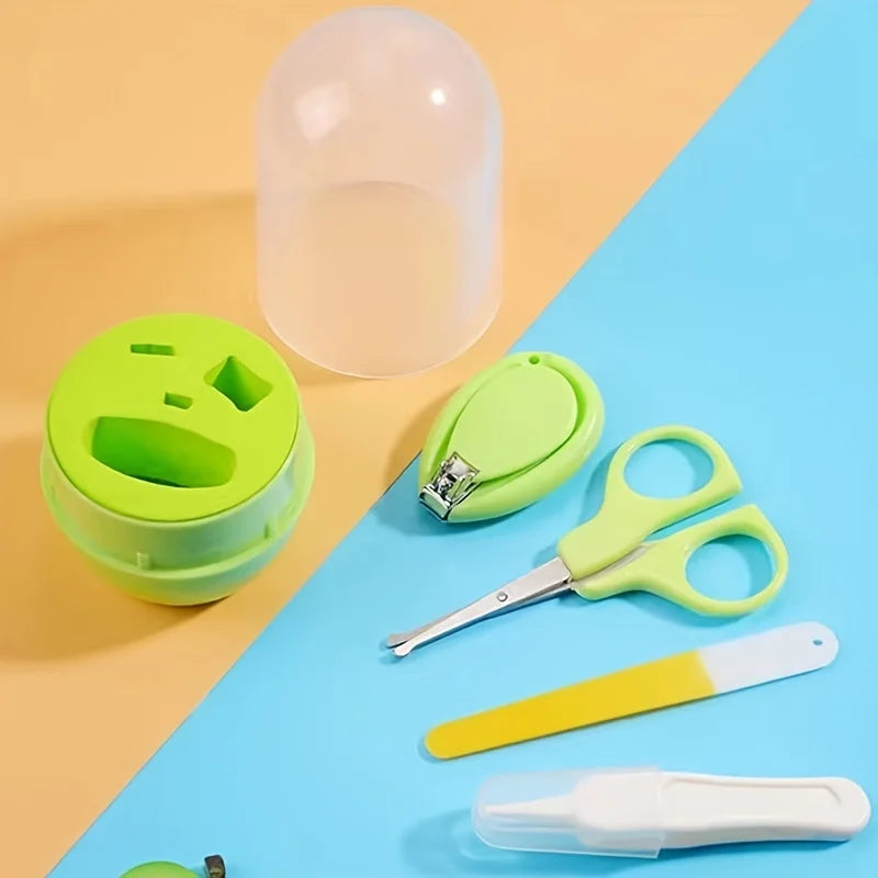 4pcs Infant Baby Clipper Nail Set, Baby Grooming Kit, 4-in-1 Baby Care Set, Baby Nail Clipper, Scissors, File, Tweezer