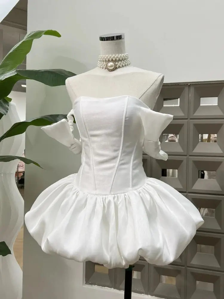 Luxury Women's Summer Nightclub Party Dresses Sexy Off Shoulder A Line Ball Gowns Elegant Birthday Cocktail Dress With Shorts