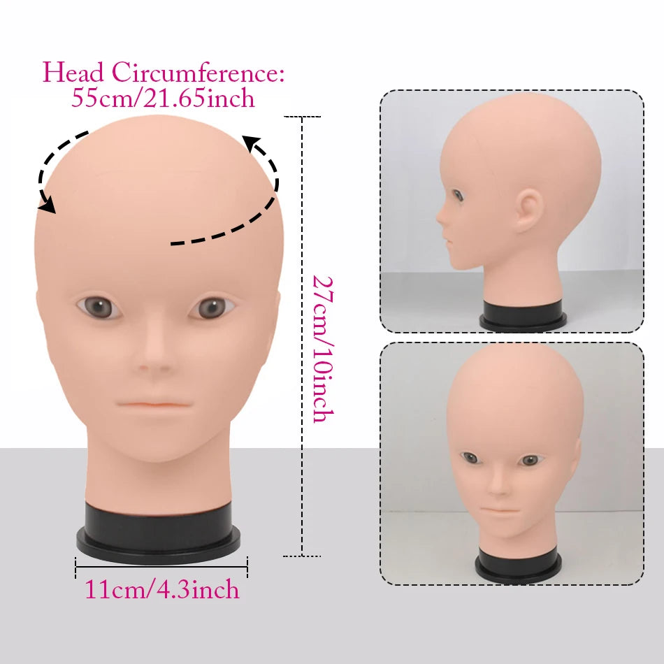 Mannequin Head Wig Stand With Adjustable Wig Tripod Stand Holder For Wigs Making Display With T Pins/Wig Cap Training Practice