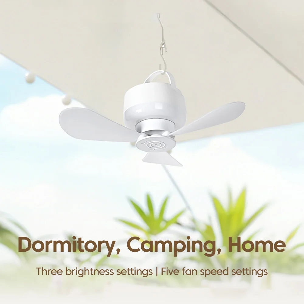 1.5/3M Ceiling Fan With LED Light and Remote Control USB Charging Household Outdoor Camping Tent Student Dormitory Bed Small Fan