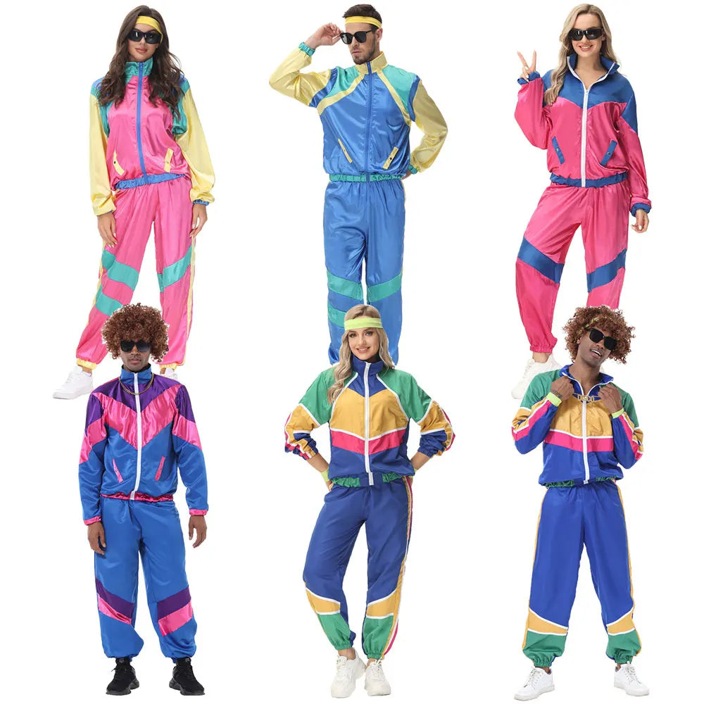 Halloween Couples Hippie Costumes for Women Male Vintage 70s 80s Rock Disco Cosplay Outfits Hip Hop Disco Hippie Costume