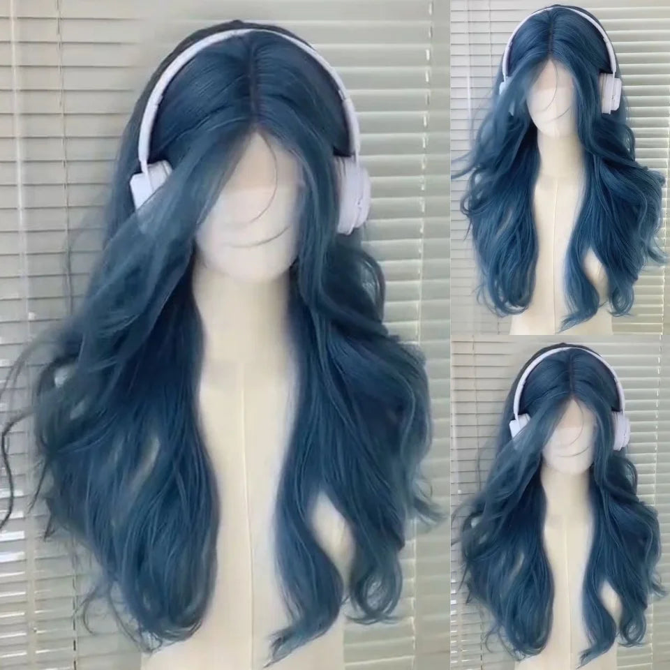 Synthetic Long Curly Wavy Lolita Wig with Bangs Wig Girl Cute Ombre Pink Blonde Black Cosplay Party Halloween Harajuku Wig