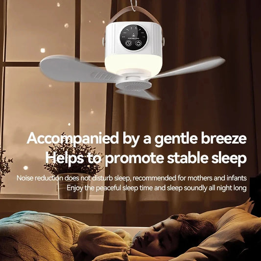 7200mAh Ceiling Fans Portable Camping Fan Tent Air Circulator Cooler Outdoor Rechargeable Electric Fan LED Light Remote Control