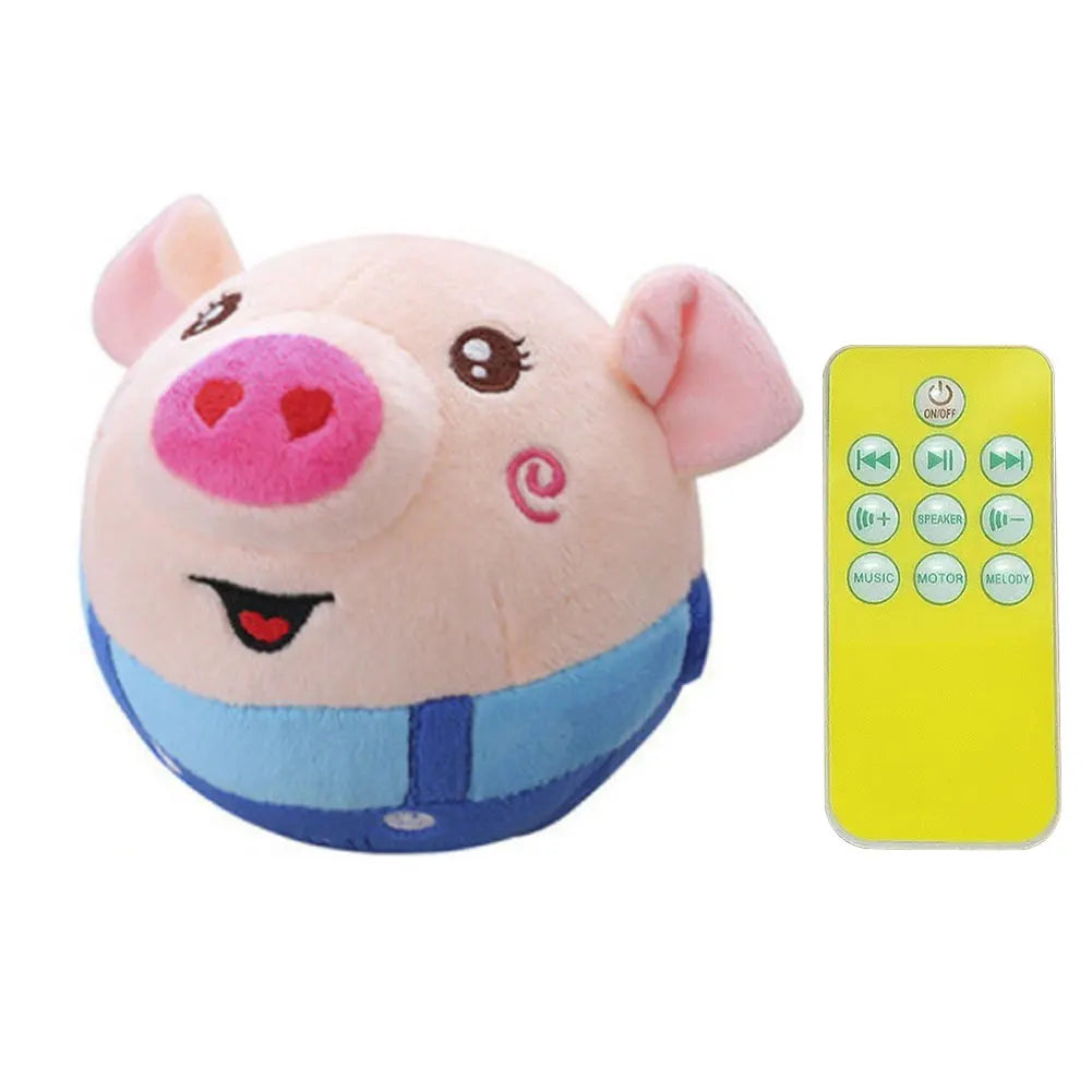 Cartoon Pig Active Moving Pet Plush Toy USB Rechargeable Talking Moving Dog Ball Toy Pet Bouncing Balls for Dogs Cats
