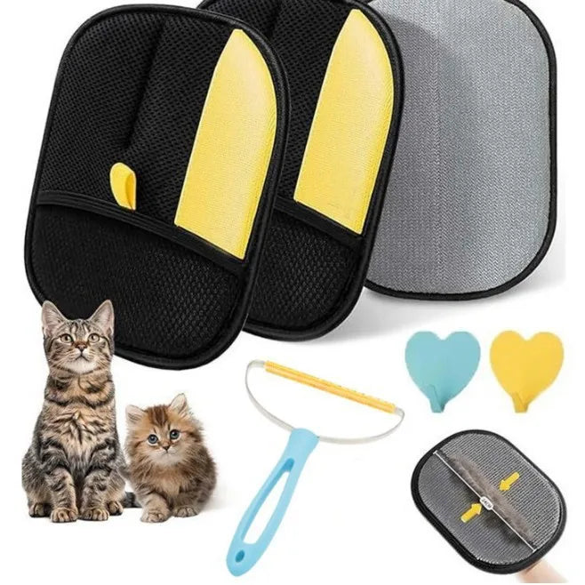 Reusable Cat Grooming 3pcs Gloves Electrostatic Pet Hair Removal Mitts Cat Hair Remover Brush Sticking Device Home Hair Scraper