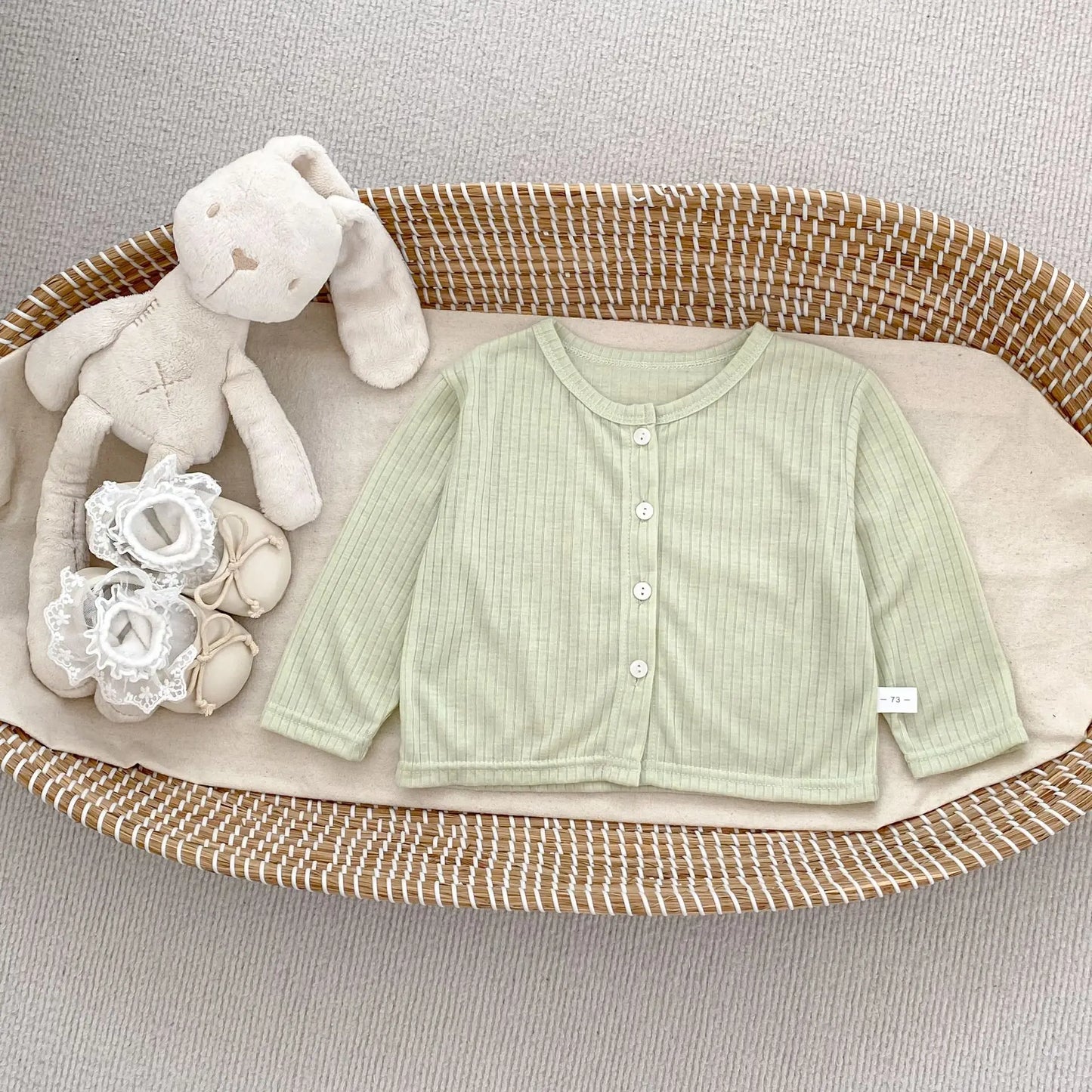 Summer Baby Girl Sunscreen Shirt Solid Color Simple Round Neck Air Conditioning Cardigan Lightweight Breathable Girl's Coat