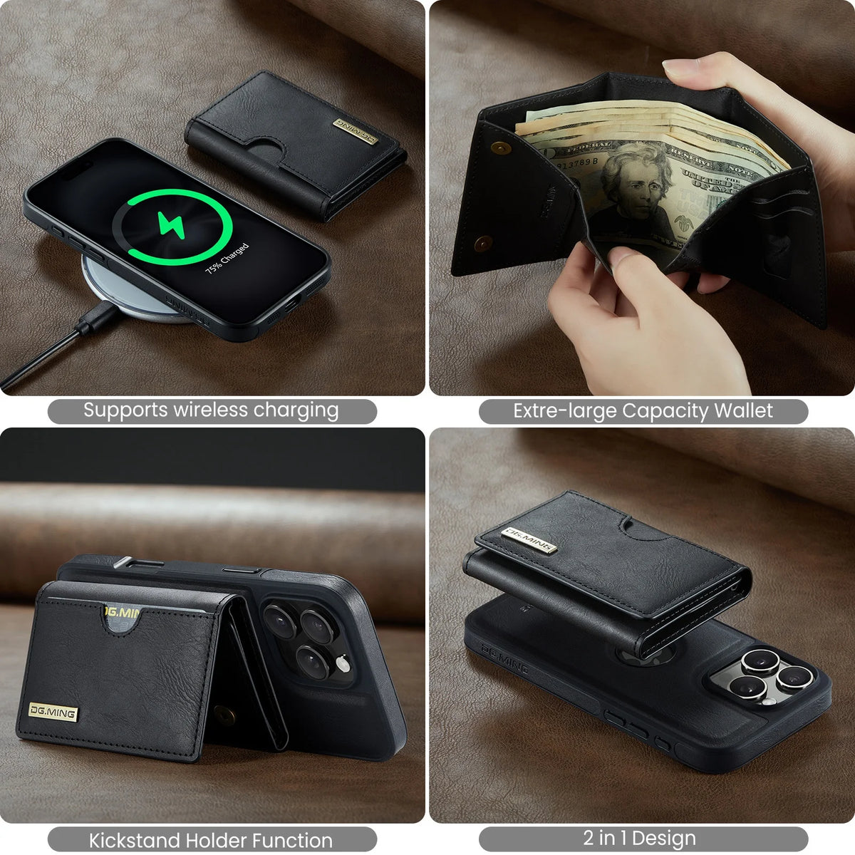 Magnetic Leather Wallet Card Phone Case For iPhone 17E 17 Air 16E 16 Pro Max 15 Plus 14 13 12 11 Flip Wireless Charging Cover