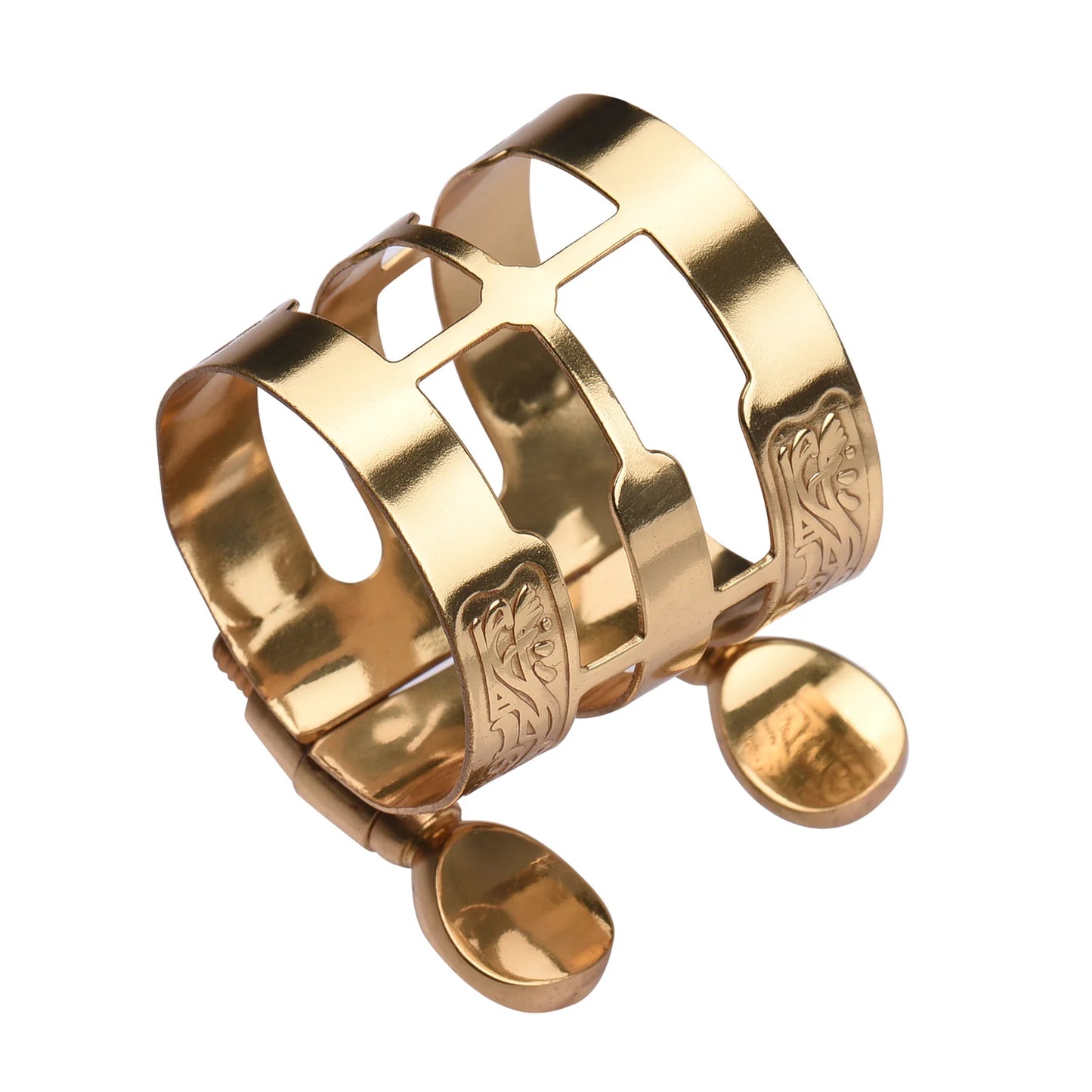 Copper Double Screw Adjustment Saxophone Ligature Compact Sax Ligature with Mouthpiece Cap for Alto Saxophone Accessories
