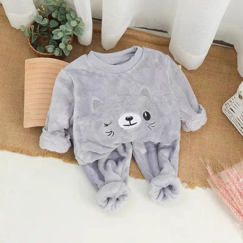 Winter Baby Boy Clothes Set 2pcs Fleece Kids Clothes For 0-5Yrs Children Kids Outfits Toddler Baby Girl Boy Clothes Sets