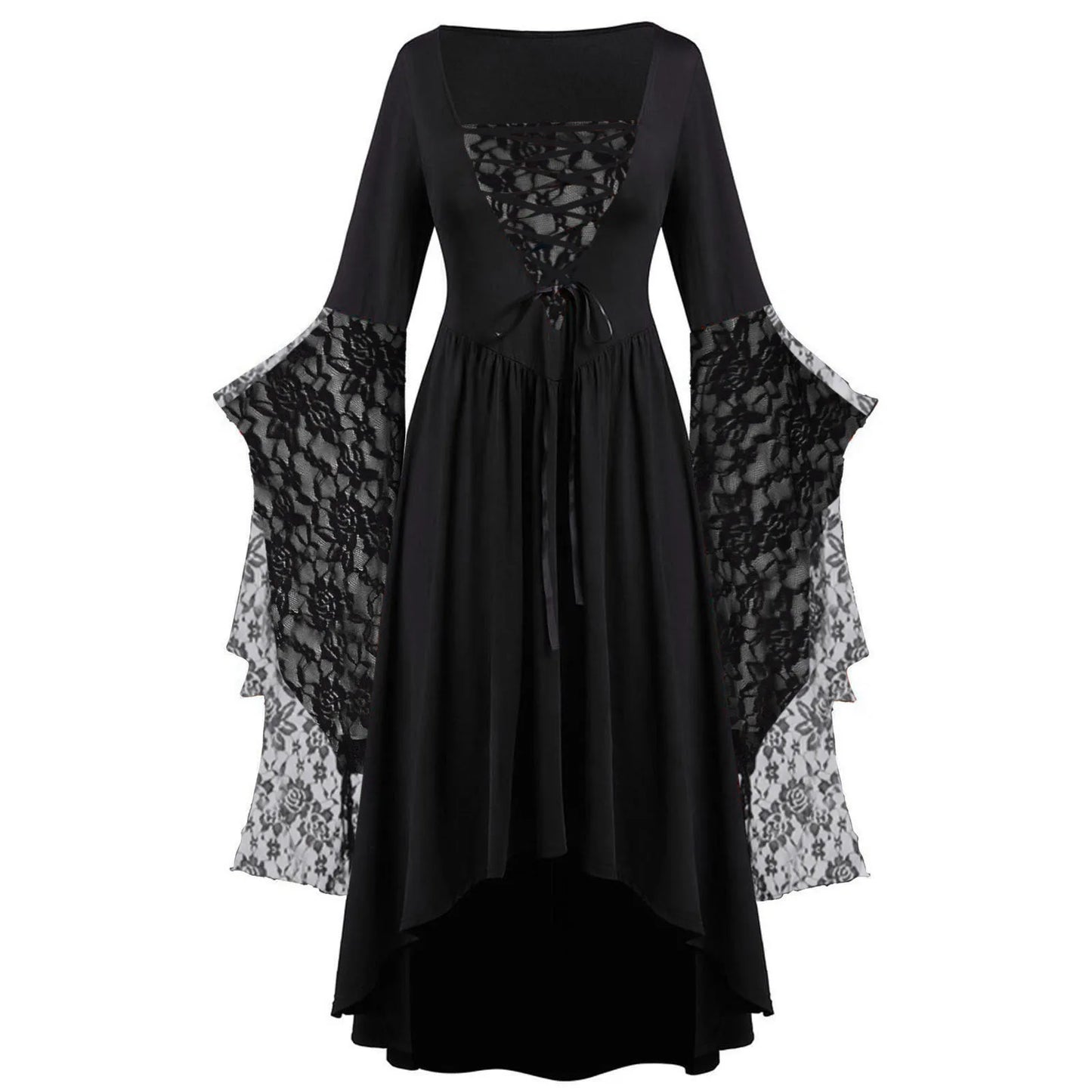 Vintage Halloween Cosplay Costume Witch Vampire Gothic Dress Ghost Dresses Up Party Printed Medieval Ghost Bride Female Clothes