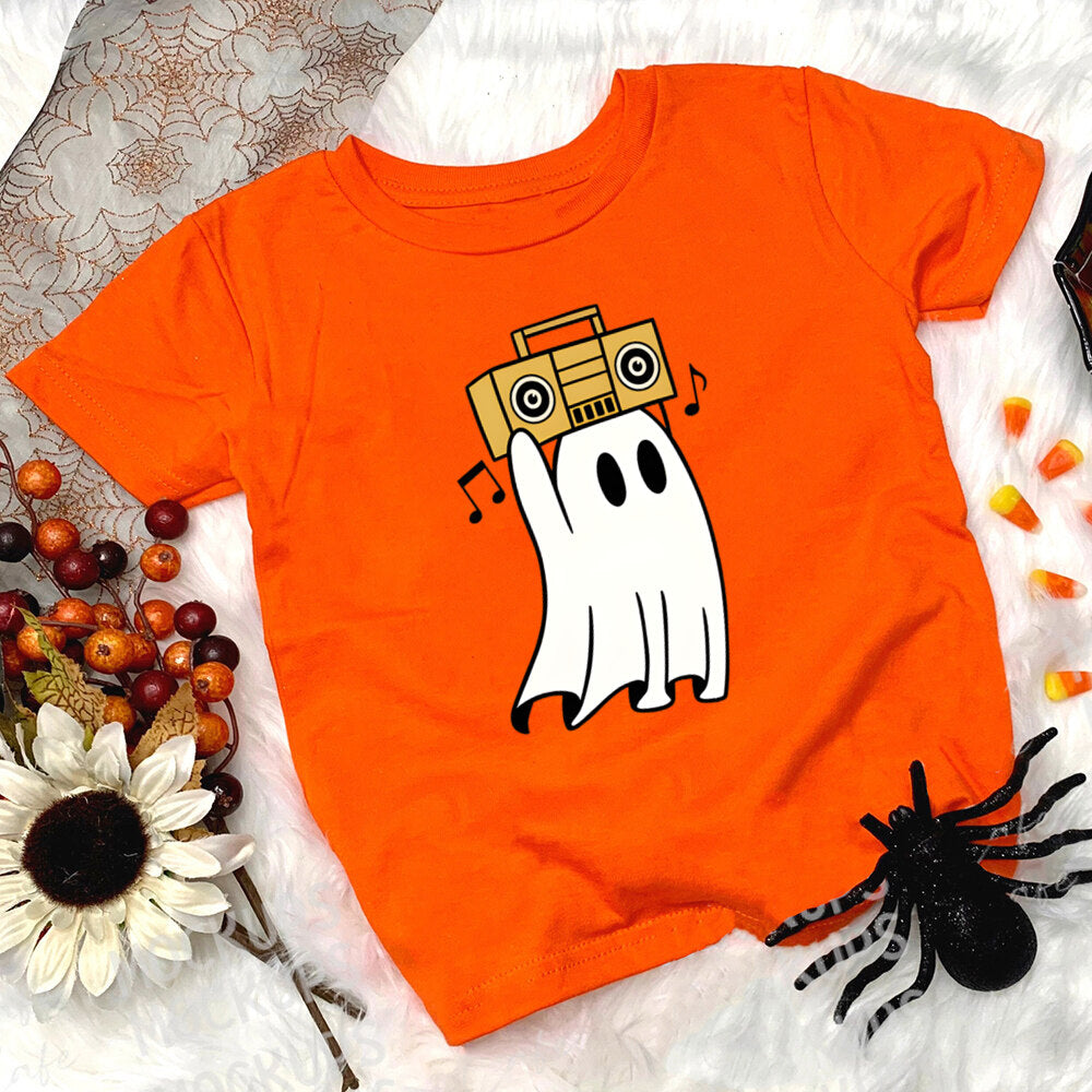 Child Halloween Outfit T-shirt Funny Print Girl Boys T Shirt Fall Festive Shirt Kids Tshirt Clothes Halloween Party Toddler Tops