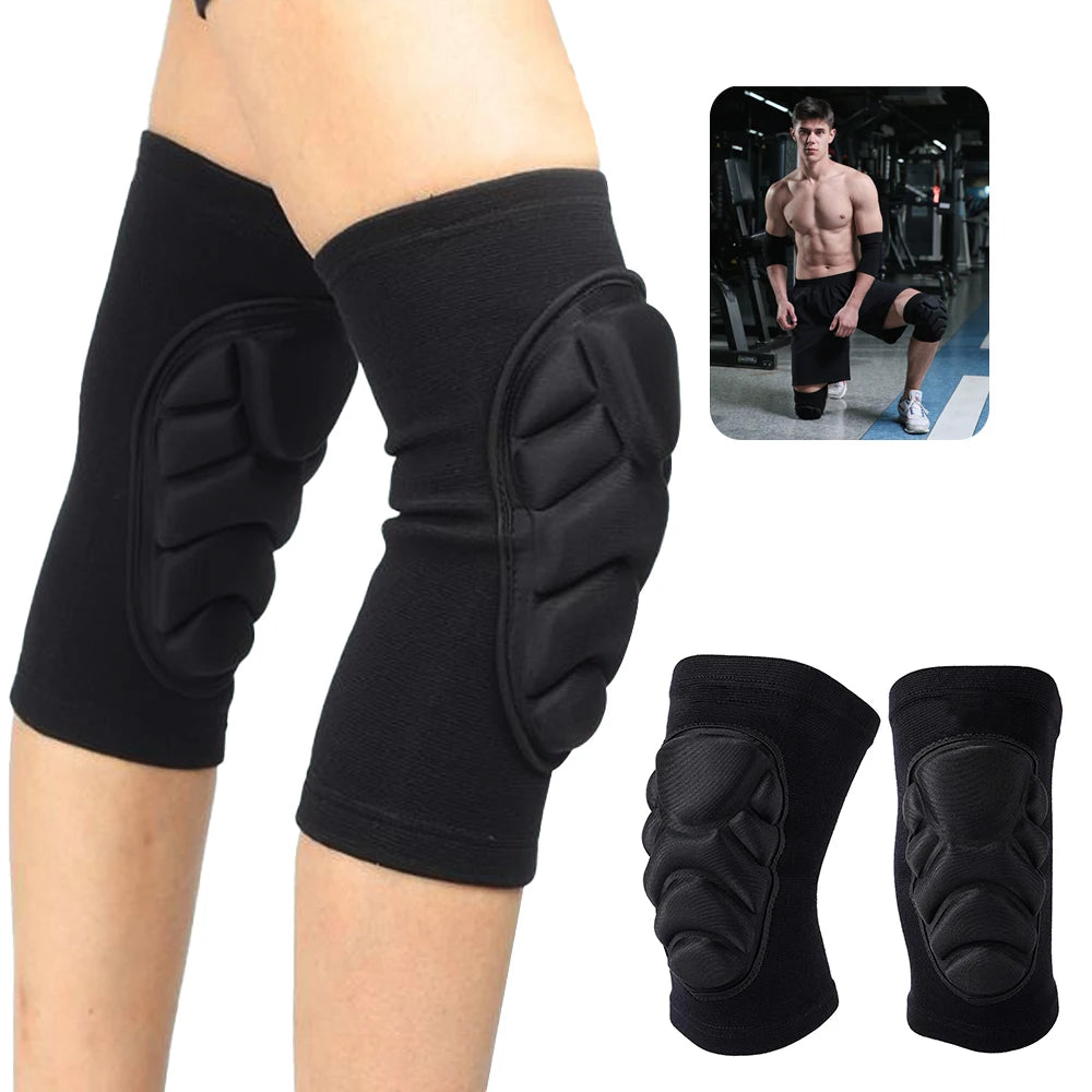 1Pair Knee Elbow Pads,Thick Sponge Collisioned Kneepads for Sports,Protective Knee Support Sleeve for Basketball Running Cycling