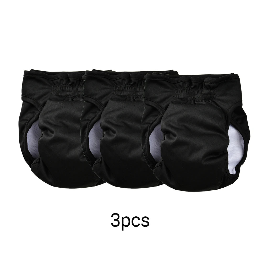 3pcs Female Dog Diapers Washable Reusable Puppy Nappies Physiological Pants Adjustable Pet Sanitary Panties Short for Girl Dogs