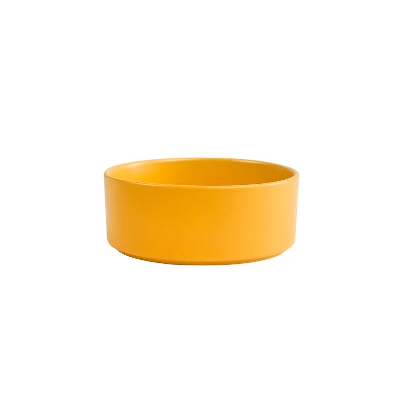 Cat bowl cerami double bowl water bowl integrated wooden rack protects cervical spine high-legged dog bowl dog bowl