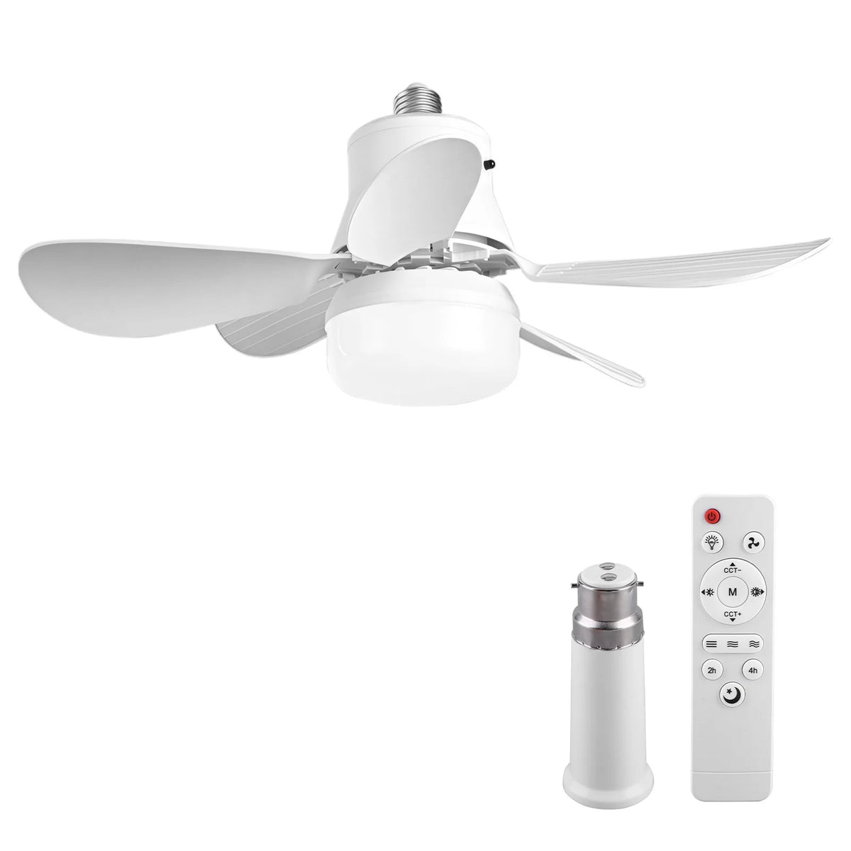2-in-1 Socket Ceiling Fans Lights with Remote Control Timing 3 Speed Adjustable for Bedroom Kitchen Office Home for Living Room