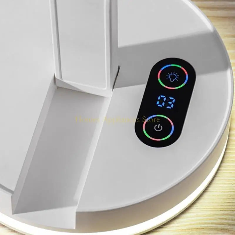 D0AB Multifunctional Folding Fan with Soft Light Portable Air Circulation Fan Remote Control Quiet Office Fan Easy to Use