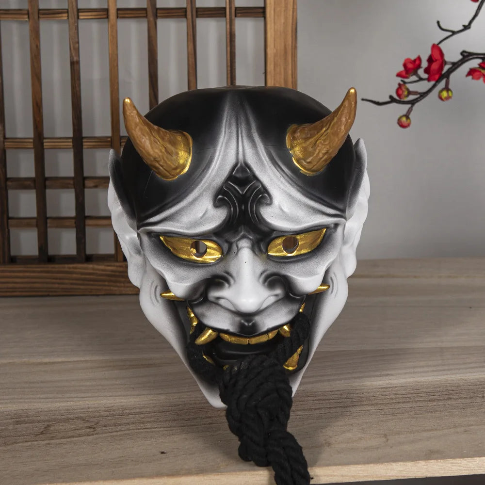 Halloween Prajna Mask Horror Mask Cosplay Costumes Japanese Demon Ghost Mask Party Carnival Comic-Con Masquerade Props Gift