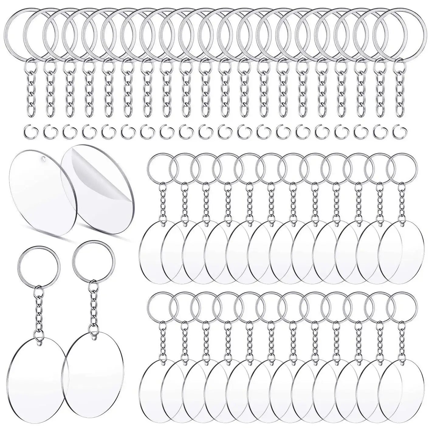 Clear Keychains Transparent Circle Discs Acrylic Blanks Keychain Bulk for Keychain Pendant DIY Jewelry Making