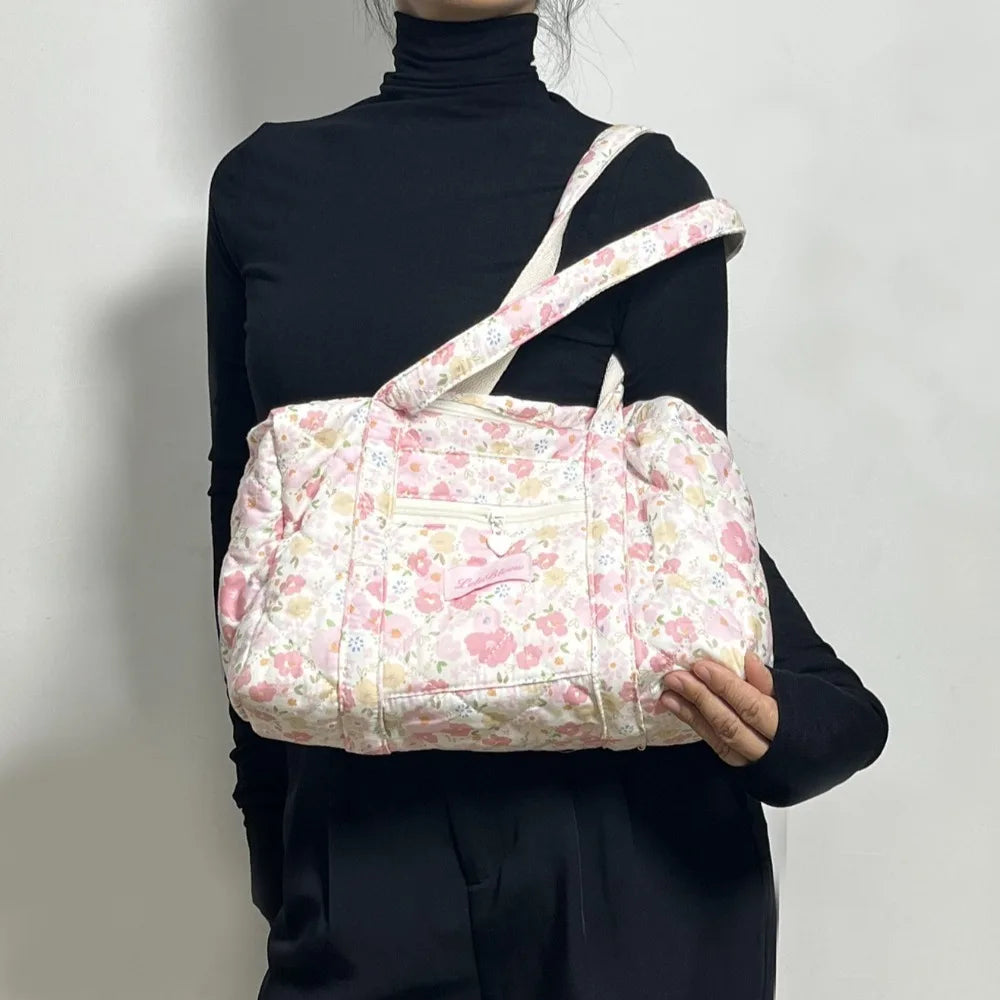 Korean Style Stroller Organizer Bags Flower Multi-pocket Floral Mummy Bag Portable Baby Care Storage Women Handbag Outdoor