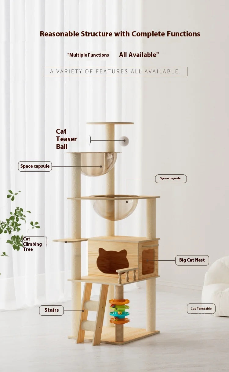 Cat climbing frame, cat villa, cat nest, cat scratching board, cat tree, pet cat toy, pet spacecraft, universal for all seasons