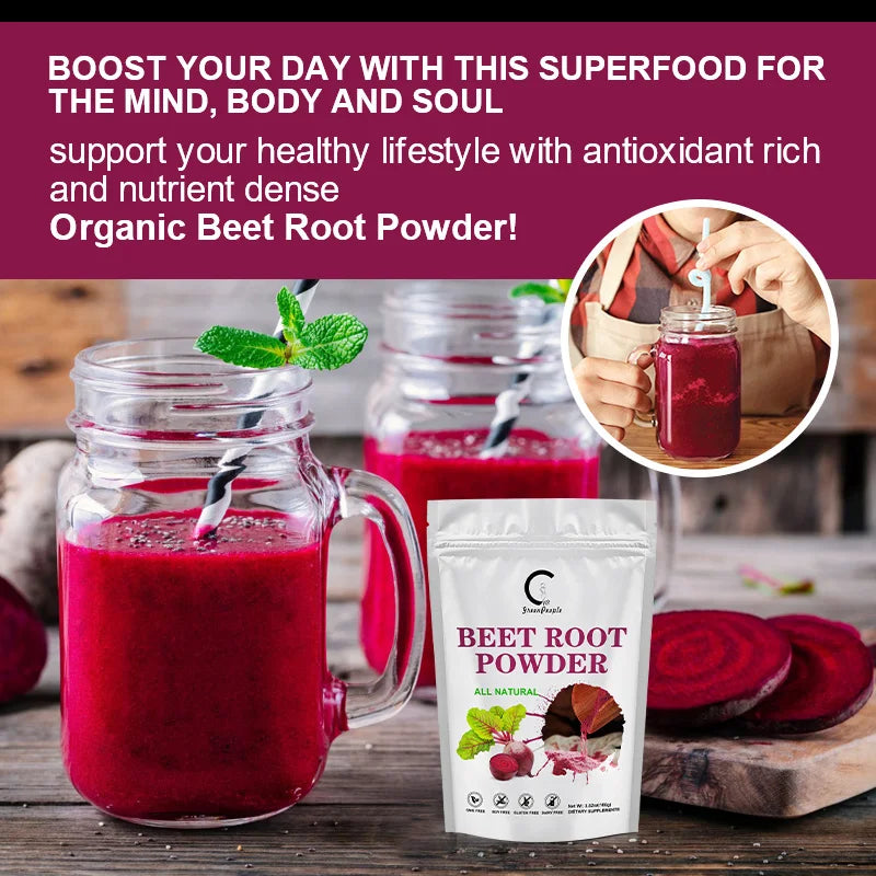 Organic Beet Root Powder- Boost Daily Nutrition, Athletic Performance, Promote Digestive, Vegan and Non-GMO Beet Root Supplement