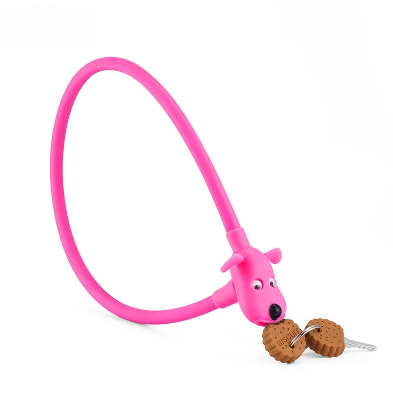 Bike Lock Creative Puppy Children's Bike Anti-theft Cute Cartoon Ring Portable Key Lock Cycling Gear Road Bike Riding Equipment