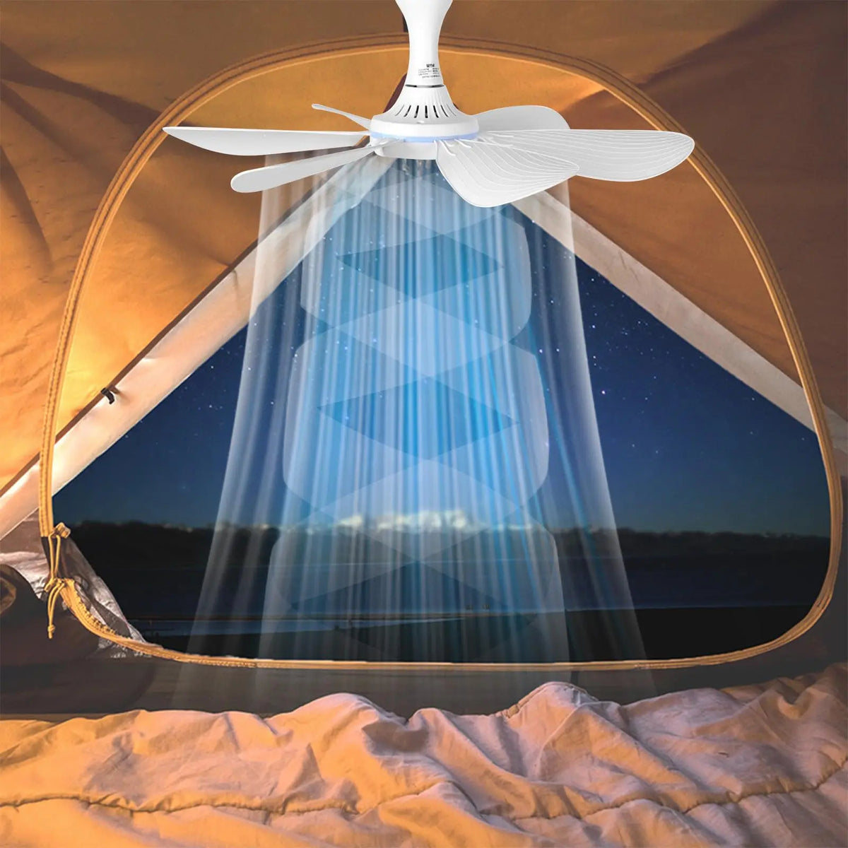 Silent 6 Leaves USB Powered Ceiling Canopy Fan with Remote Control Timing 4 Speed Hanging Fan for Camping Bed Dormitory Tent New