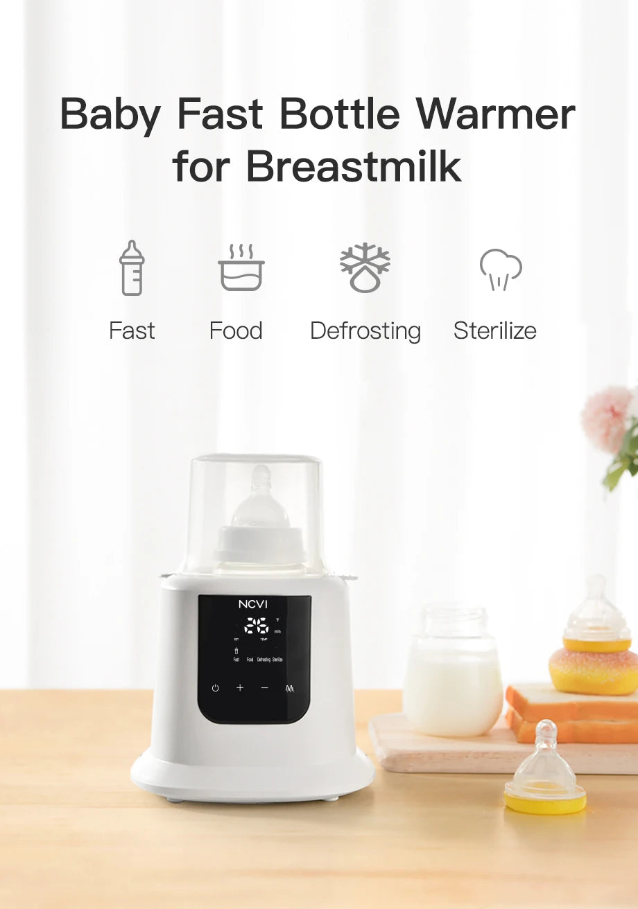 NCVI Baby Bottle Warmer, Milk  Fast Heating & Defrosting Food Heater and Steam Sterilizer with LCD Display,Timer