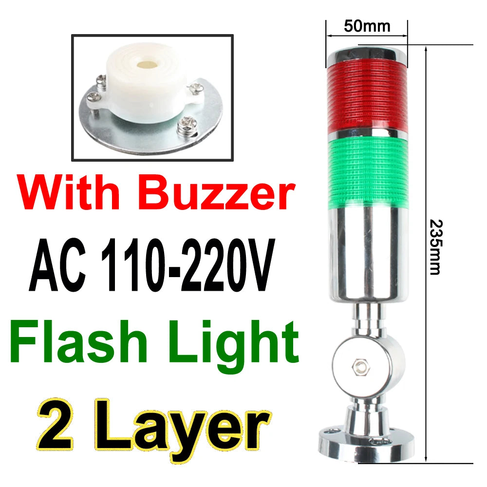 1-3 color LTA Vertical Industrial Multilayer Stack light Lamp Signal Tower Alarm caution light Flash Industrial Tower LED Silver