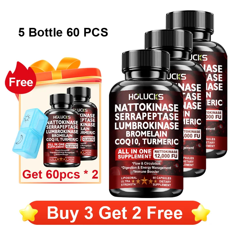 Liposomal Enzyme Blend Capsules Nattokinase Vitamin C B6 Magnesium, Support  Vascular, Enhance Digestion & Circulation  Health