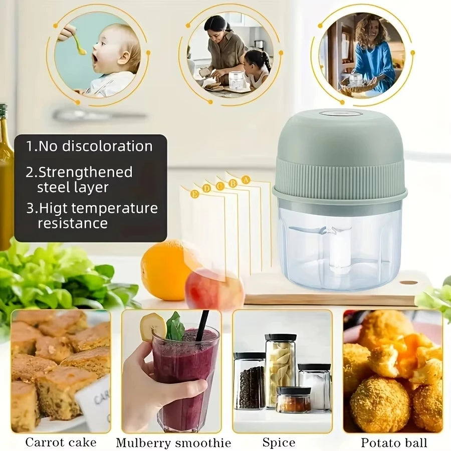 260ml Electric Garlic Grinder Onion Chopper with 1 Button Start Meat Grinder Kitchen Food Vegetable Mixer