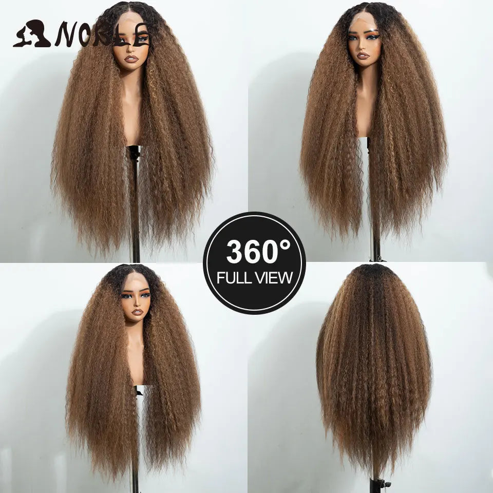 Noble 30 Inch Synthetic Lace Front Wigs For Women Curly Ash Blonde Highlight 13x4 Body Wave Silk Base Lace Wig Cosplay Daily Wig