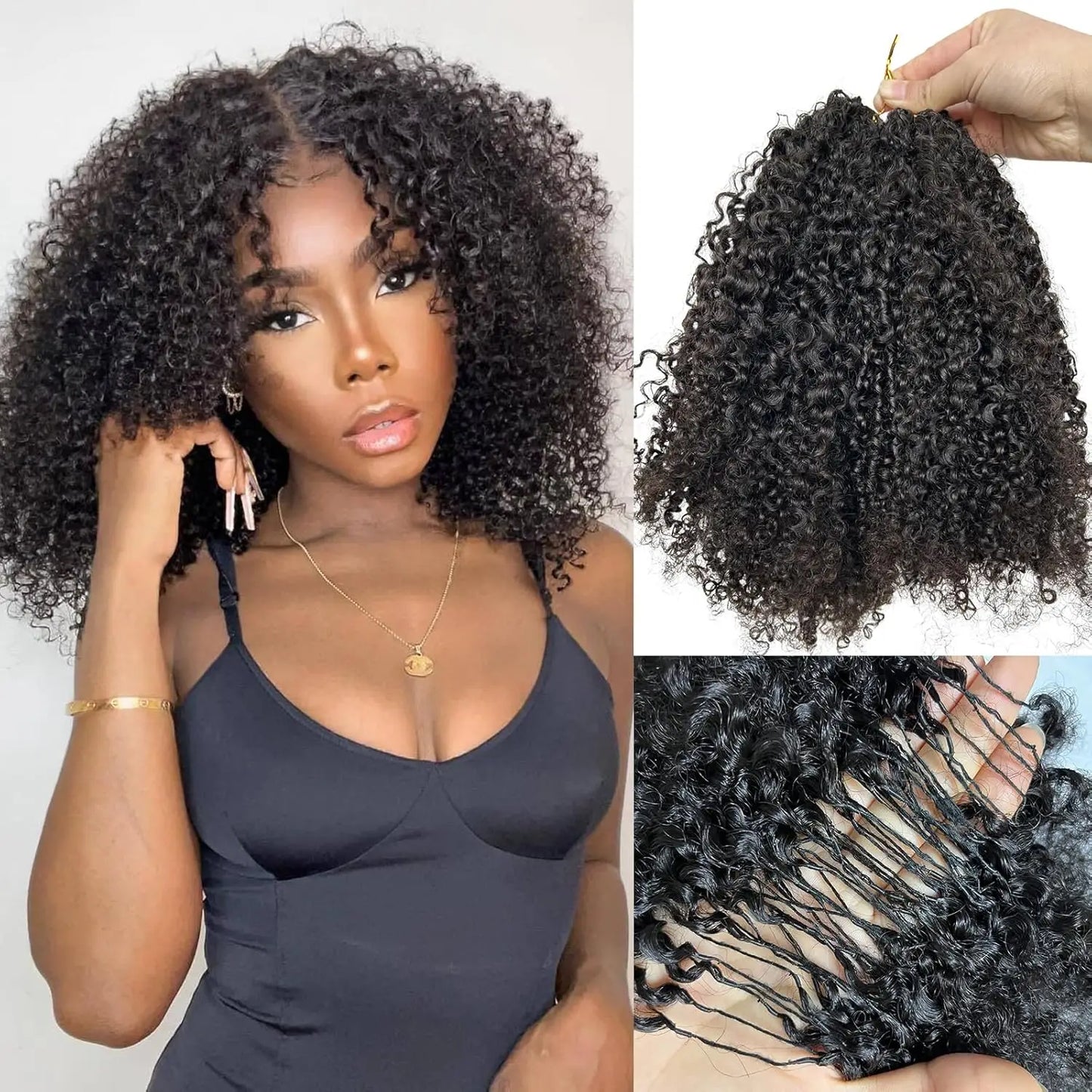Afro Kinky Curly Crochet Human Hair 12A Miracle Knots Small Spirals Curly Crochet Hair Pre Separated Feather Crochet Human Hair