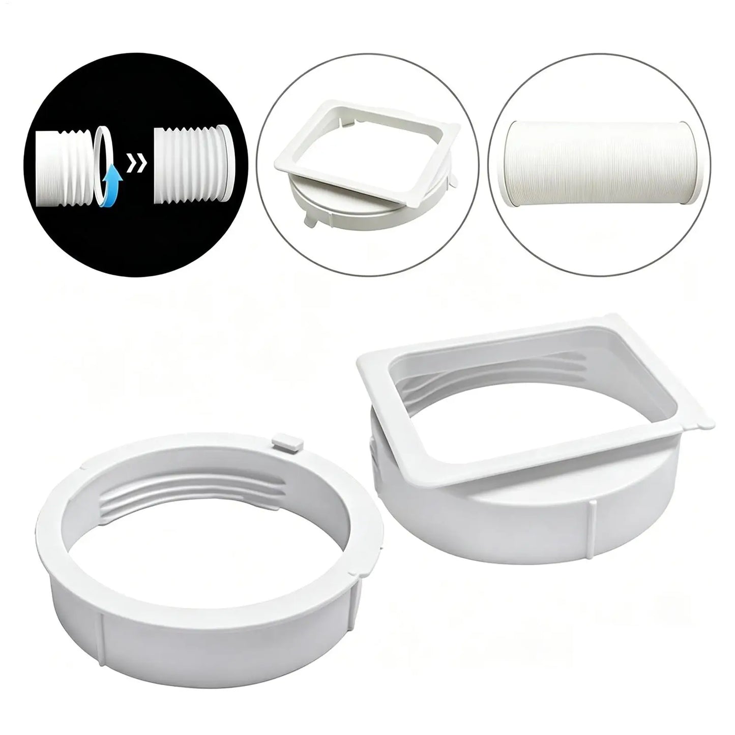 AC Hose Connector 15cm Adapter Threaded No Clamp Round Exhaust Extension Coupler Universal Air Conditioner Window Kit Part