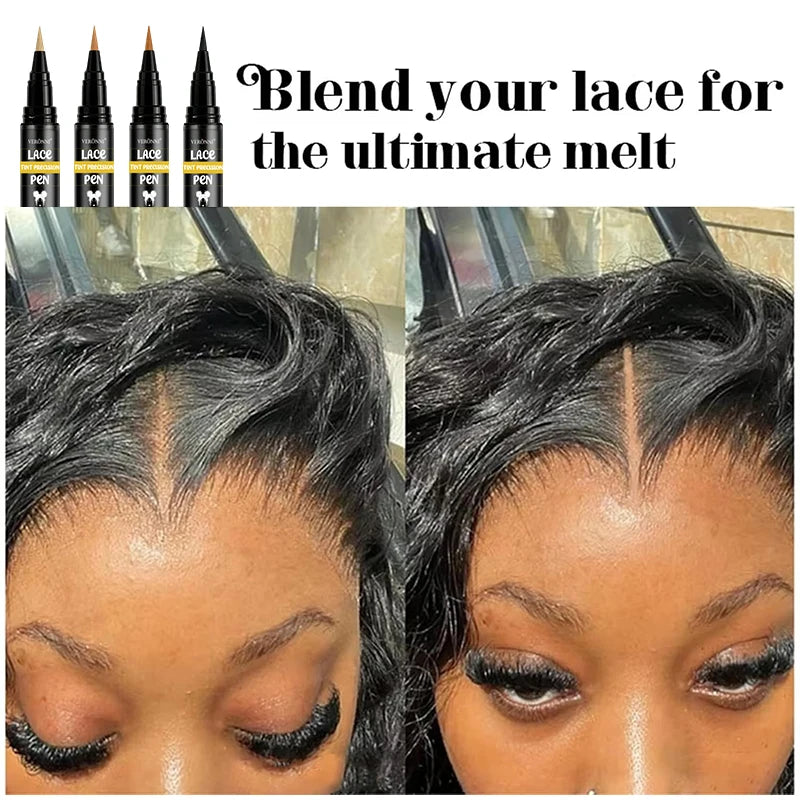 4 Colors Lace Tint Precision Pen 5ml Quick Dry Conceal Lace Dye Pen Portable Lace Tinting Concealer for Lace Wig Hairline Makeup