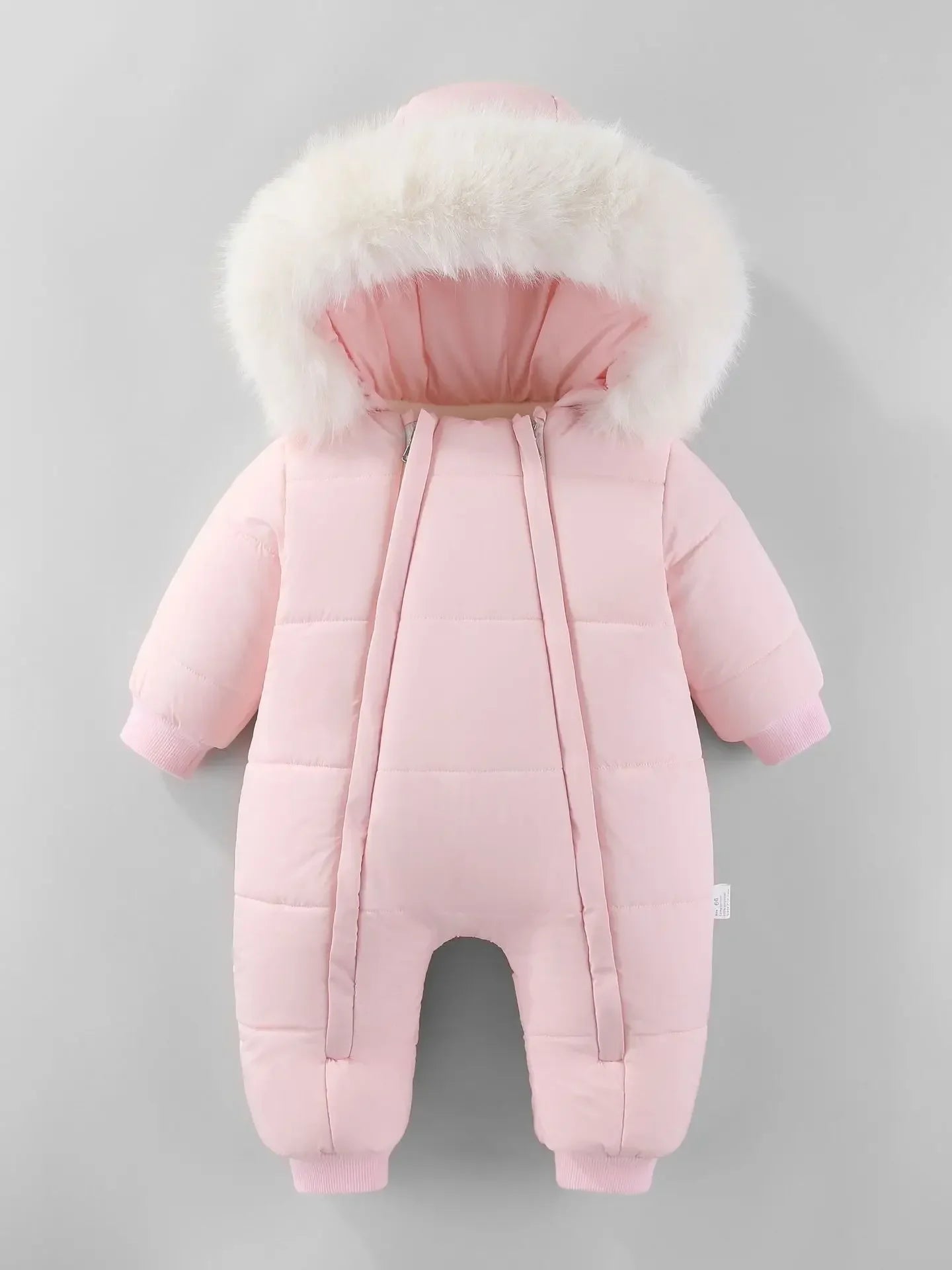 Newborn Baby Winter Snowsuit Furry Hooded Double Zipper Boys Girls Cotton Padded Jumpsuit 0-2Y Kids Warm Outwear Romper