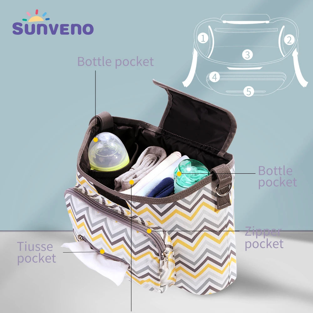 Sunveno Mommy Single Shoulder Bag Baby Stroller Organizer Suitable for Traveling with Baby Convenient Diaper Bag