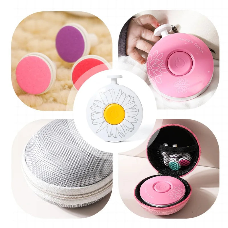 6Pcs Electric Baby Nail Trimmer Kid Nail Polisher Tool Infant Manicure Scissors Newborn Hygiene Kit Nail Clipper Cutter with Bag
