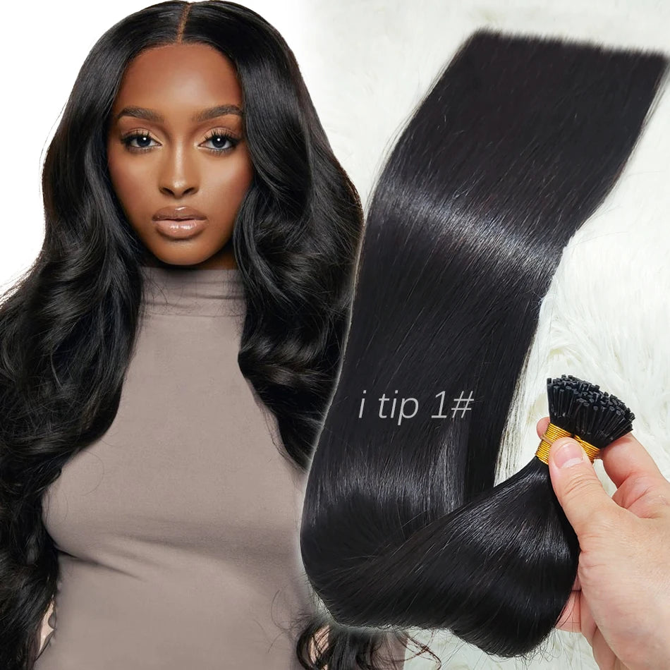 Human Hair i tip 100% human hair extensions Keratin Straight Brazilian Remy Human Hair Natural Capsule Hair Extension  30 inch