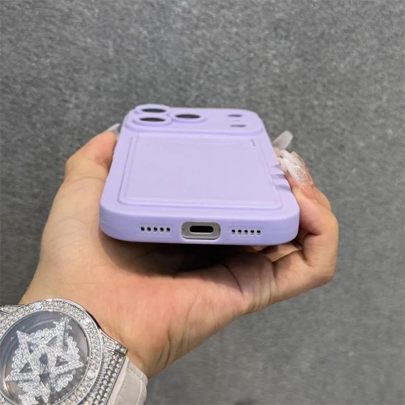 Luxury Soft Silicone Wallet Case For iPhone 17 16 15 14 Plus 13 12  Pro Max XR XS Shockproof Card Holder Slot Cover