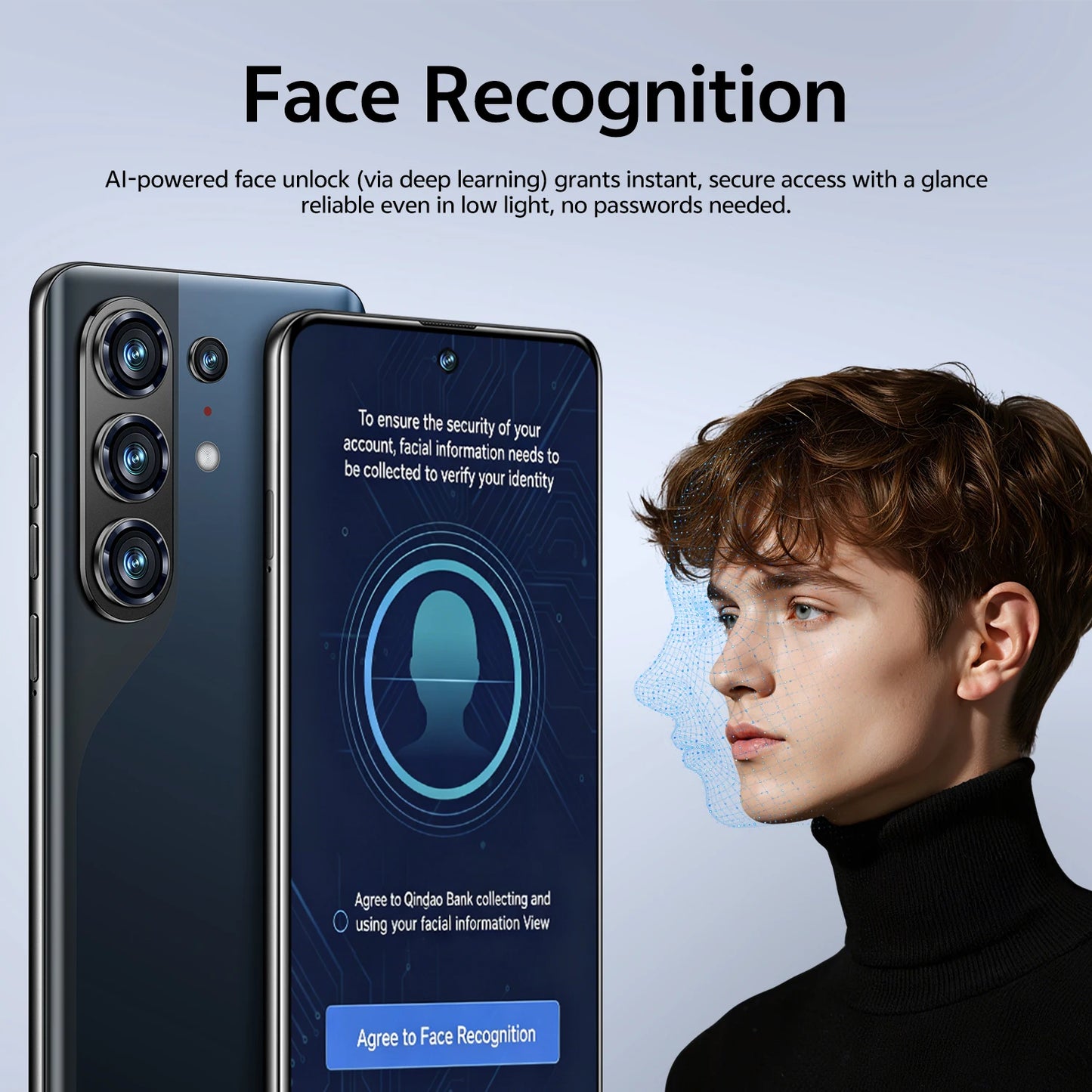 IVMI Global Camon50 Pro Smartphone Android10.0 3GB+16GB 6.85'' Dual SIM GPS Face Unlock 4G Network Curved Screen Mobile Phones
