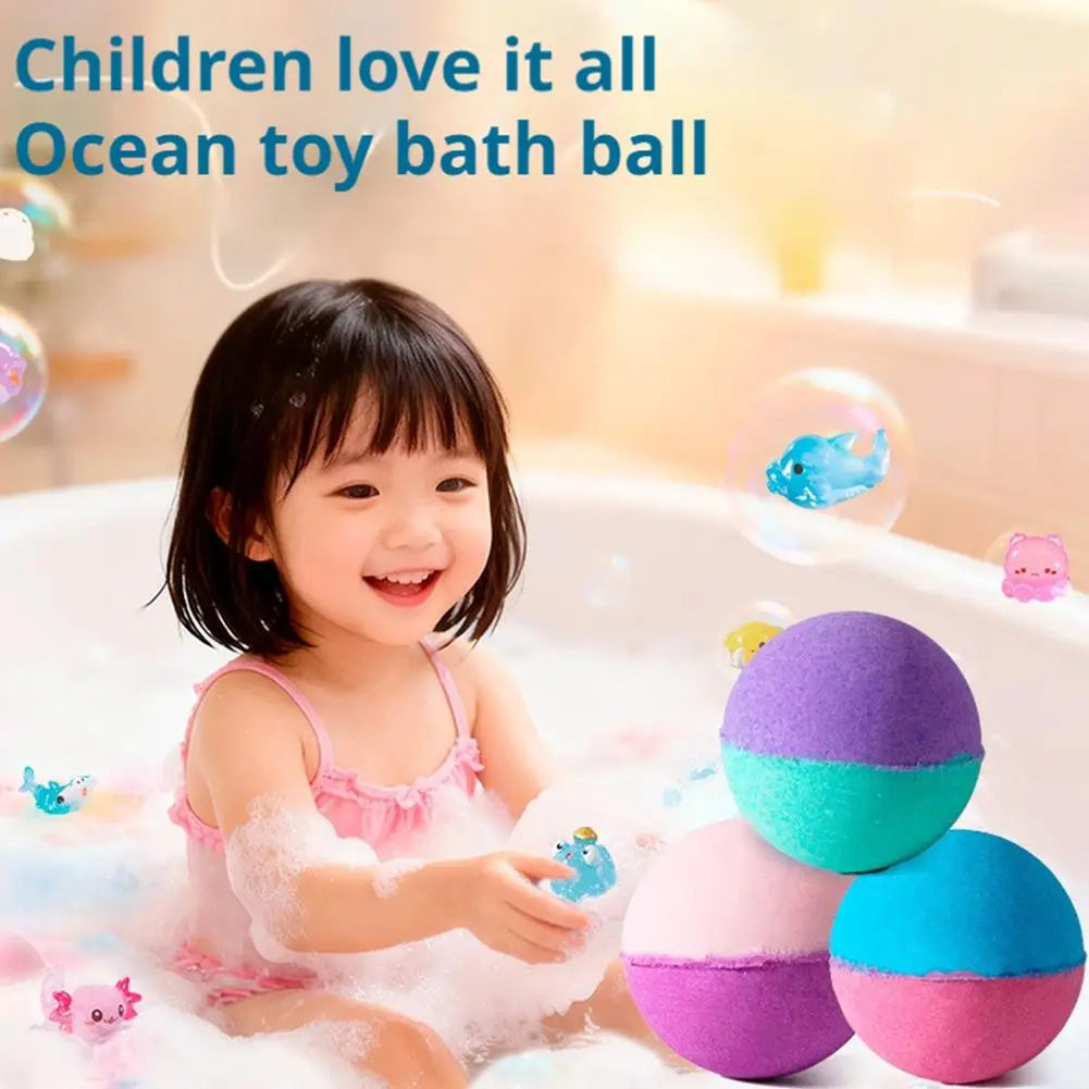 12PCS Flower Fruit Sea Salt Bubble Ball Bath Set with Surprise Toy,Kid Bath Gift Ocean gentle & safe Bath Bubble Ball Set ﻿