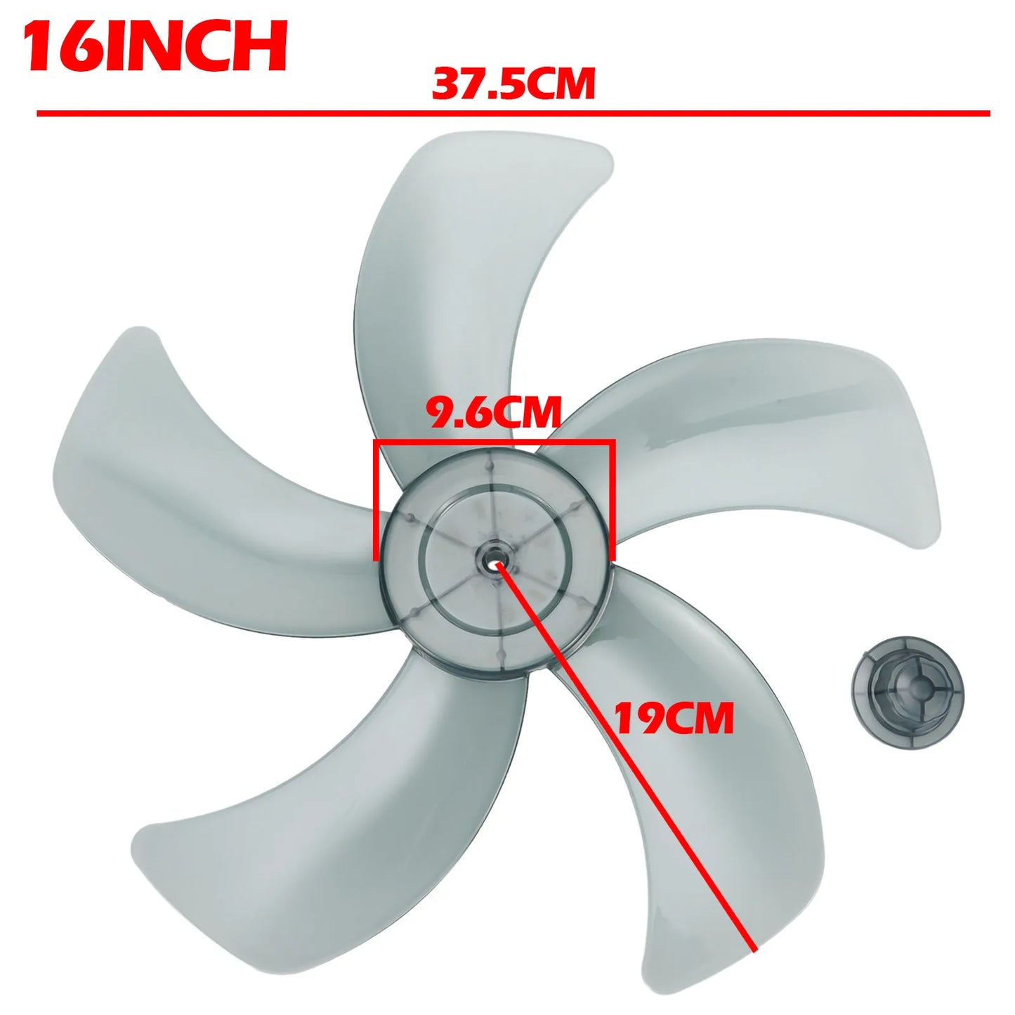 16 Inch Five Leaf Replacement Fan Blade With Nut Cover For Stand Fans And Desk Fans Plastic Material For Household Use