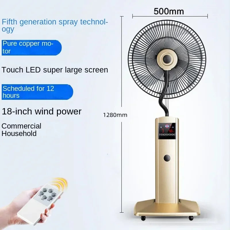2025Spray Fan Landing Home Quiet Remote Control Humidification Cooling Shaking Industrial Blow Water Cooled Atomizing Electric F