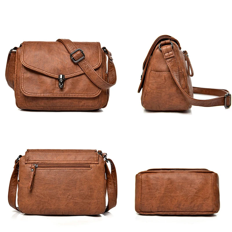 Vintage Soft Leather Women's Crossbody Bag Luxury Designer Handbag Small 2024 Sac a Femme Femmels' Shoulder Bags