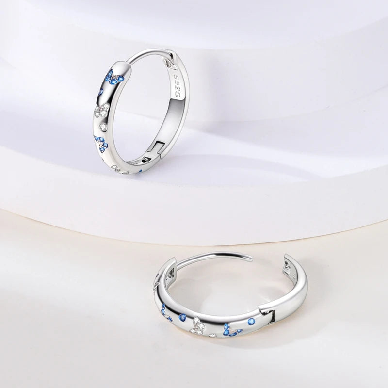925 Sterling Silver Butterfly Earrings Women Sparkling Zirconium Hoop Earring For Anniversary Wedding Jewelry Gifts