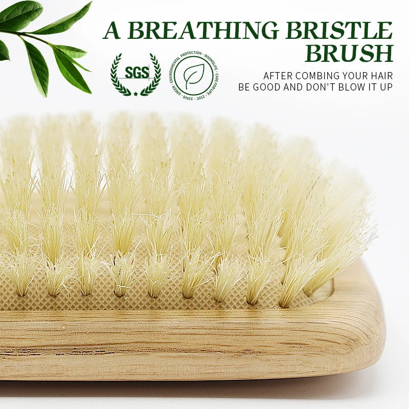 BOOMSLIFE Boar Bristle Hair Brush Square Paddle Scalp Massage Hairbrush USA Oak Wood Comb for Hair Women Barber Beauty Hair Care